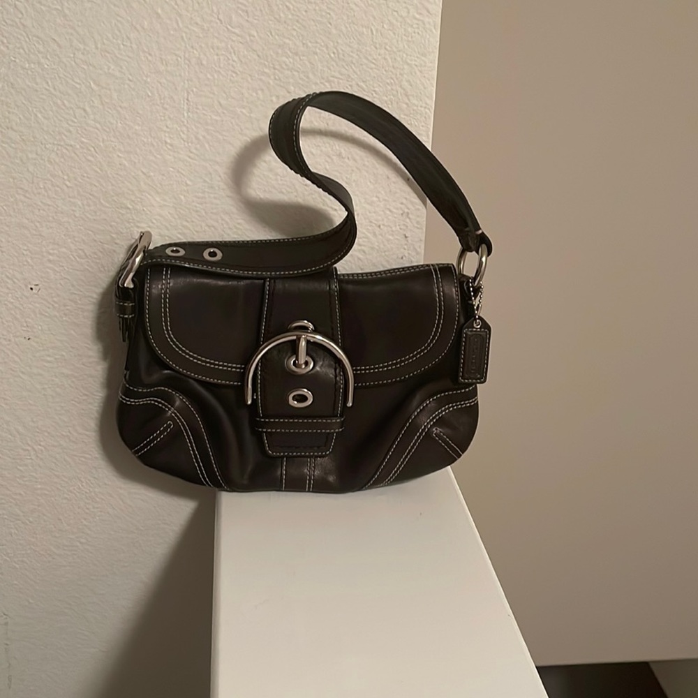 Black leather Coach Mini bag